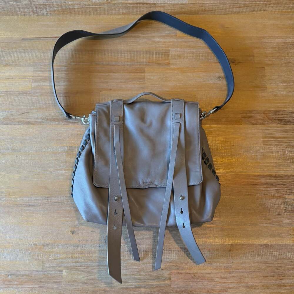 AllSaints Fin Convertible Leather Backpack Grey w/o straps